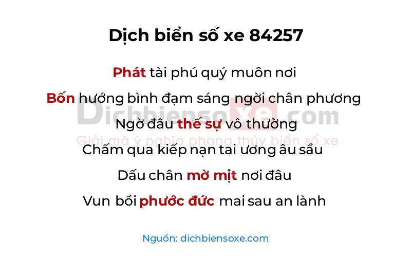Dịch thơ biển số 84257