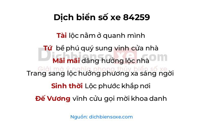 Dịch thơ biển số 84259