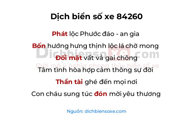 Dịch thơ biển số 84260