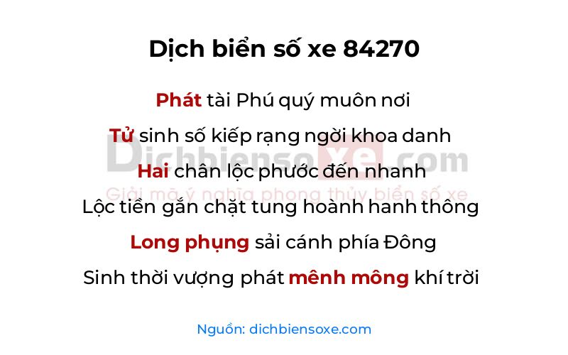 Dịch thơ biển số 84270