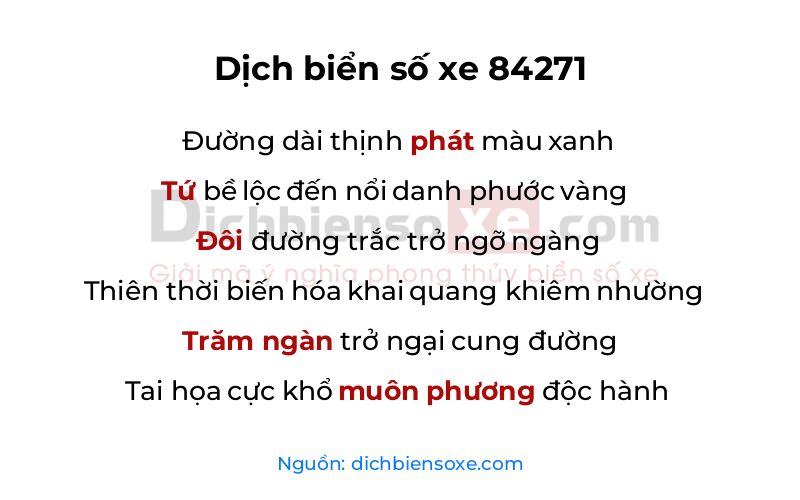 Dịch thơ biển số 84271