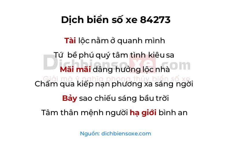 Dịch thơ biển số 84273