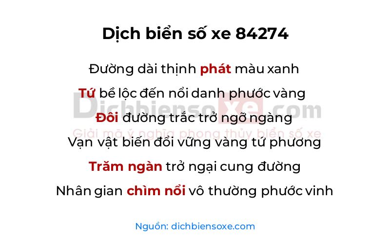 Dịch thơ biển số 84274
