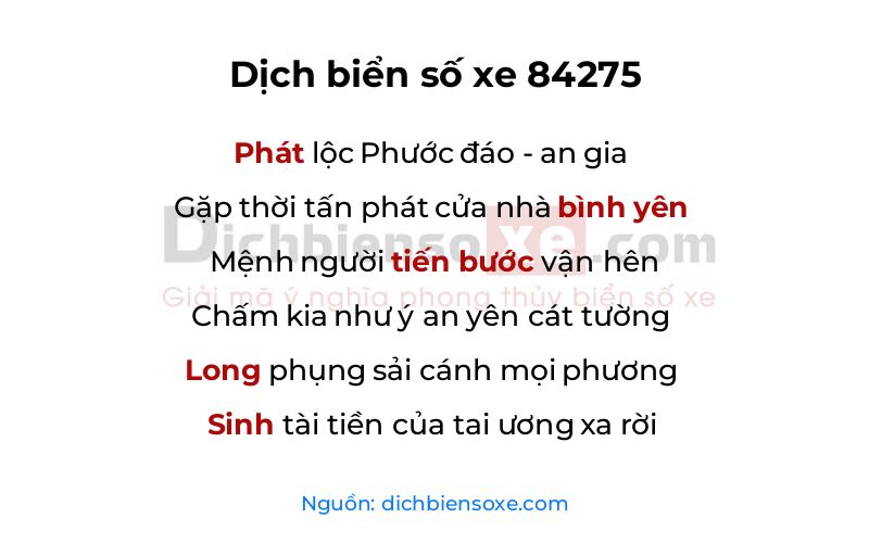 Dịch thơ biển số 84275
