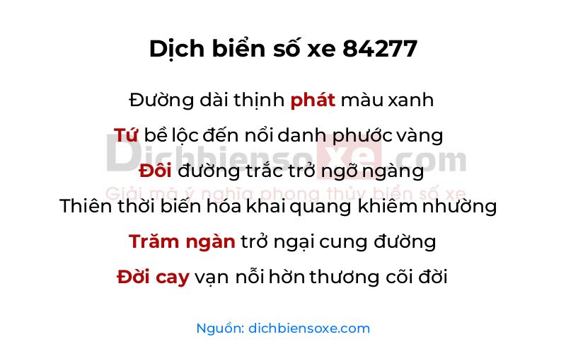 Dịch thơ biển số 84277