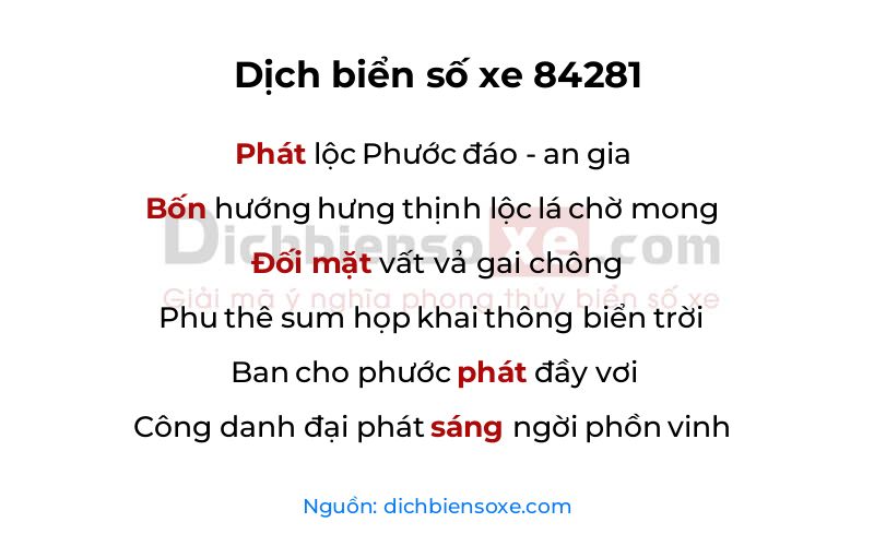 Dịch thơ biển số 84281