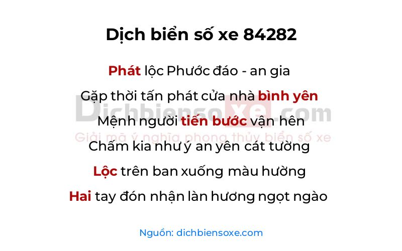 Dịch thơ biển số 84282