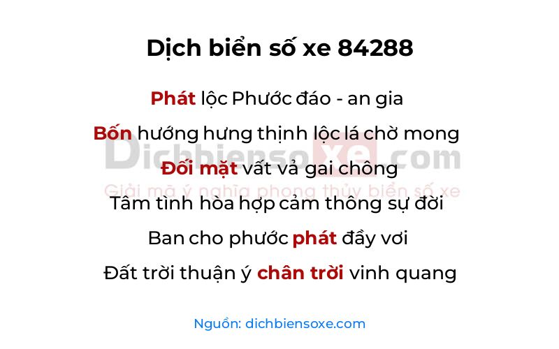 Dịch thơ biển số 84288