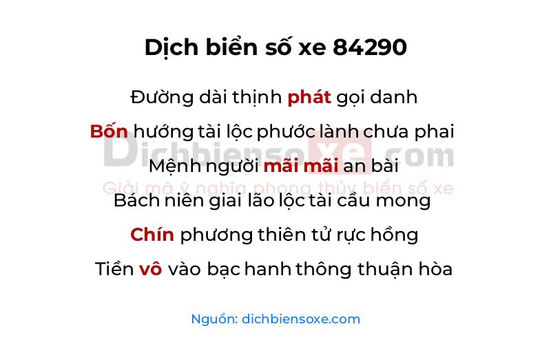 Dịch thơ biển số 84290
