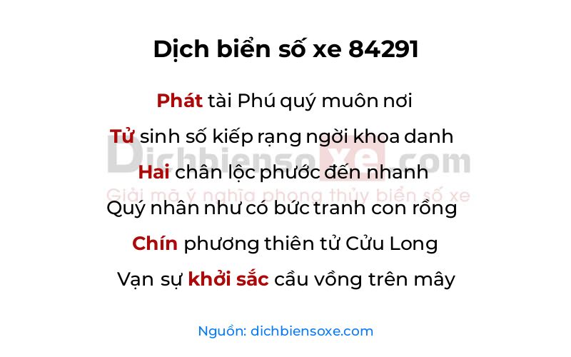 Dịch thơ biển số 84291