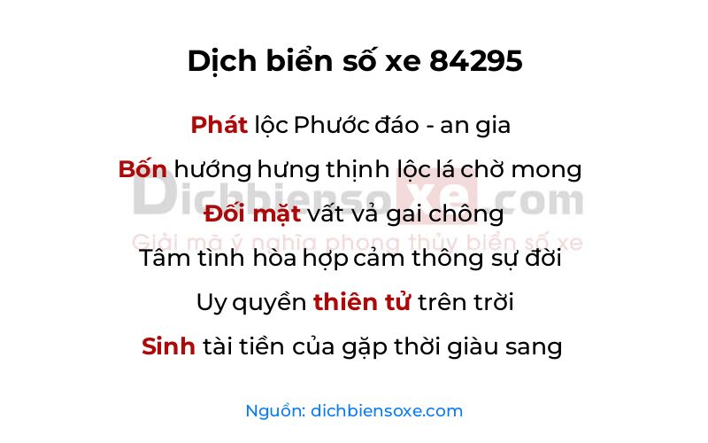 Dịch thơ biển số 84295