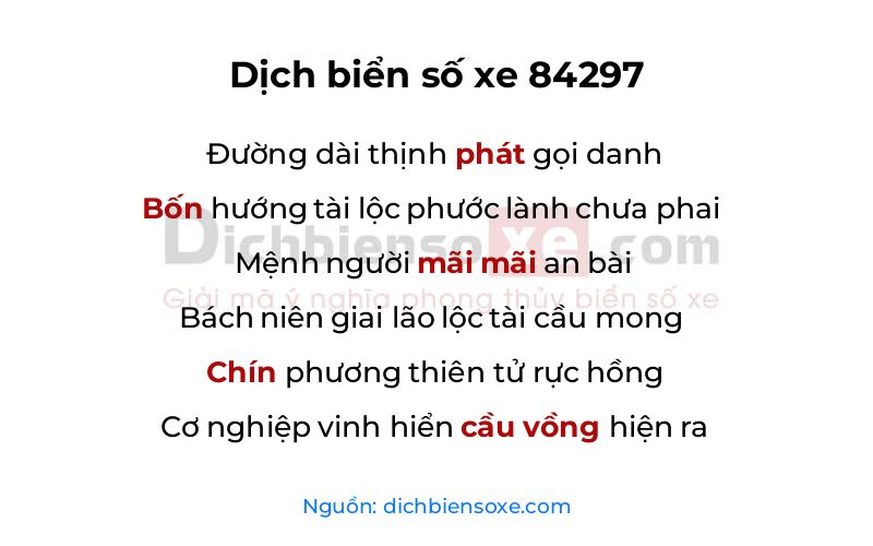 Dịch thơ biển số 84297