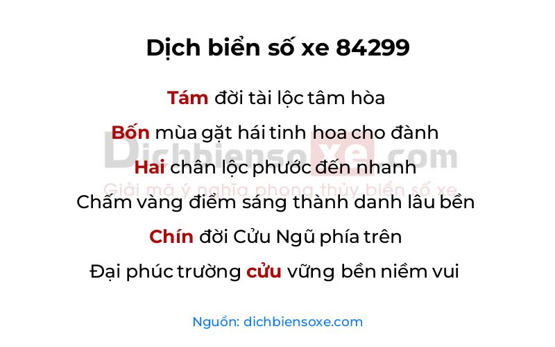 Dịch thơ biển số 84299