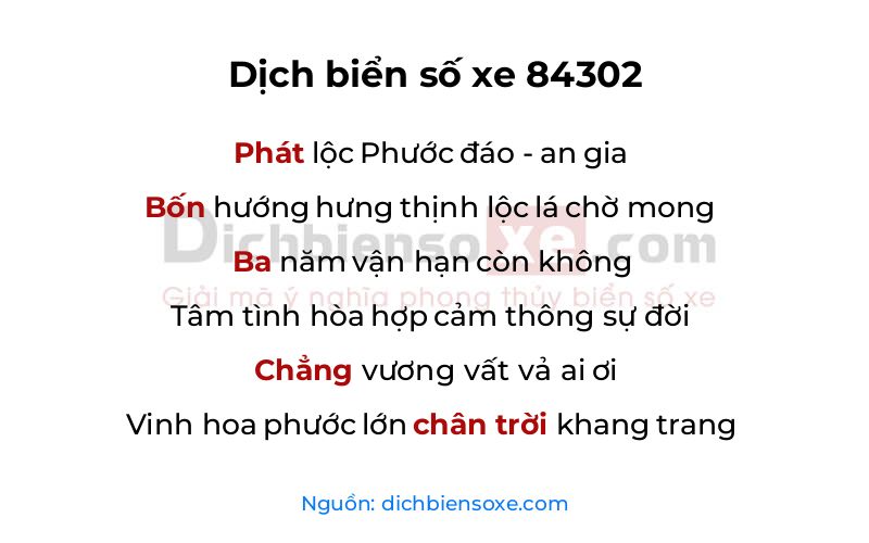 Dịch thơ biển số 84302