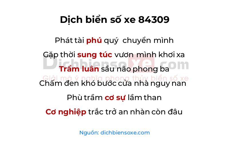 Dịch thơ biển số 84309
