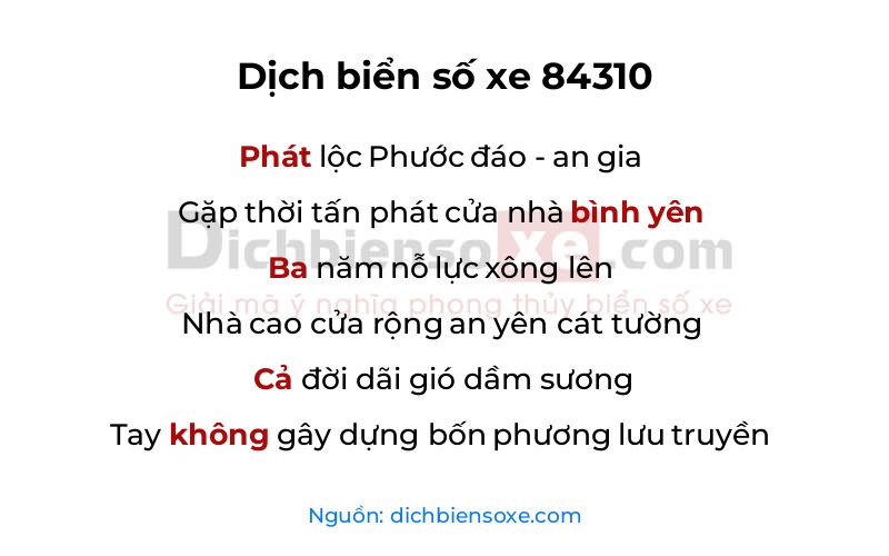 Dịch thơ biển số 84310