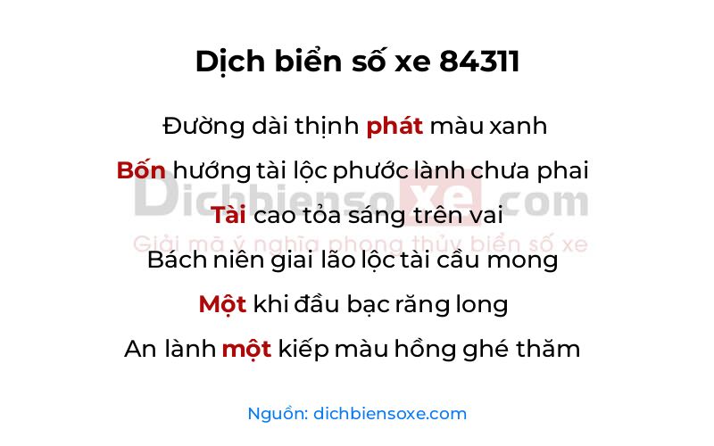 Dịch thơ biển số 84311
