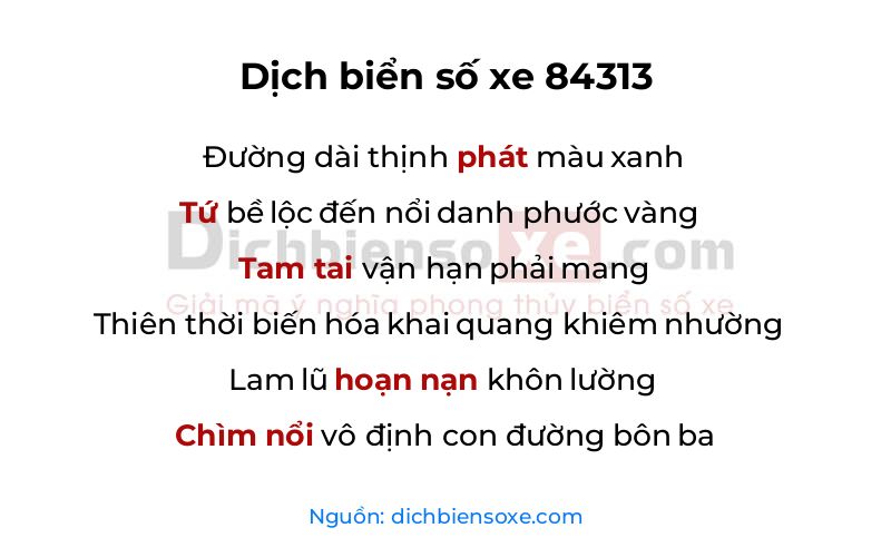 Dịch thơ biển số 84313