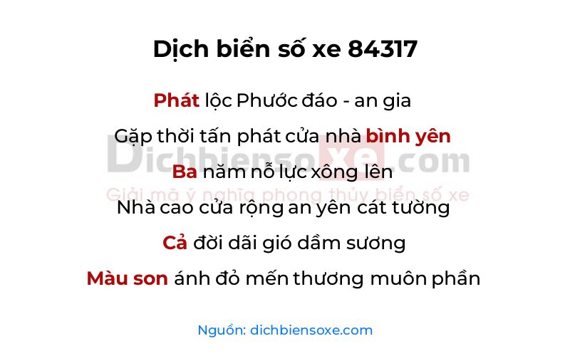 Dịch thơ biển số 84317