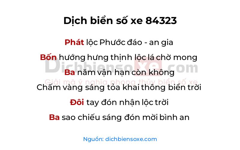 Dịch thơ biển số 84323