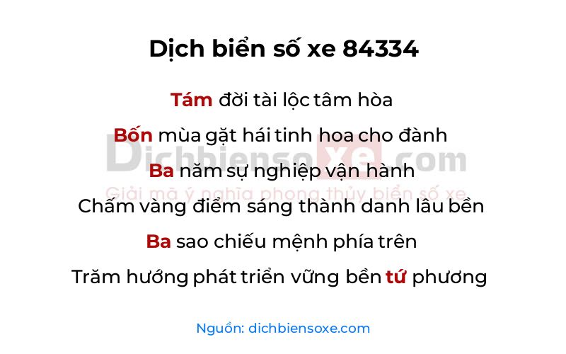 Dịch thơ biển số 84334