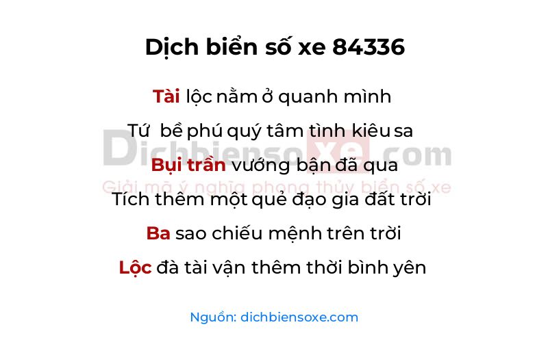Dịch thơ biển số 84336