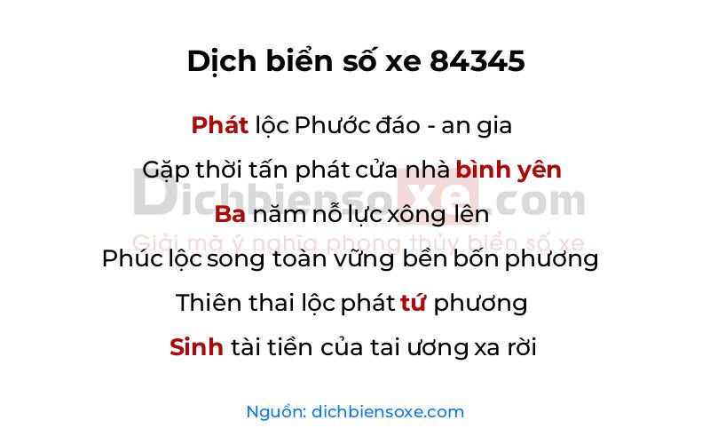 Dịch thơ biển số 84345