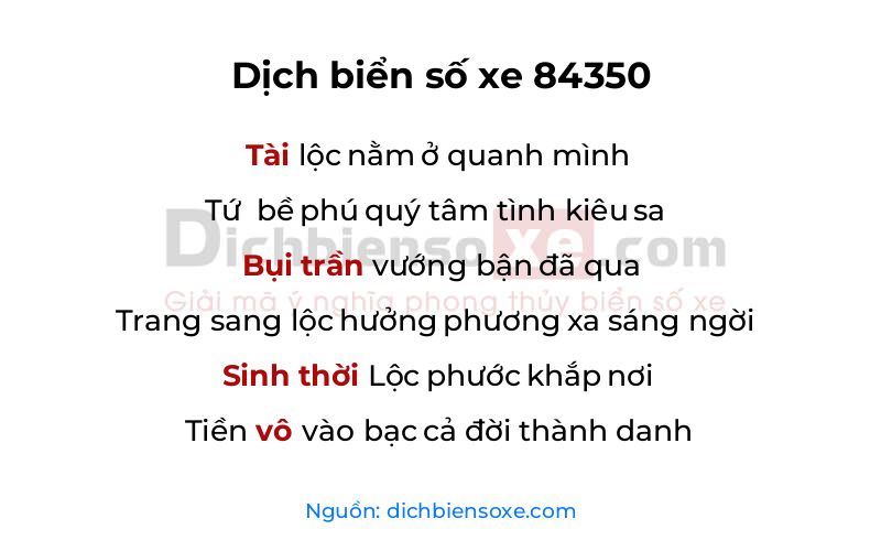 Dịch thơ biển số 84350