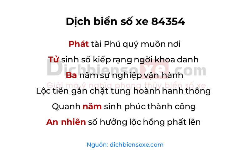 Dịch thơ biển số 84354