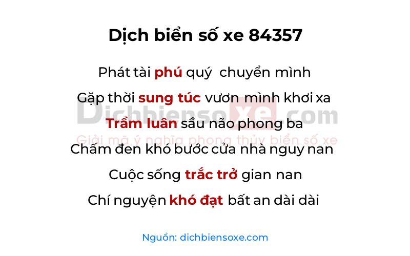 Dịch thơ biển số 84357