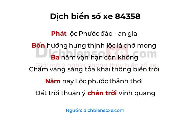 Dịch thơ biển số 84358