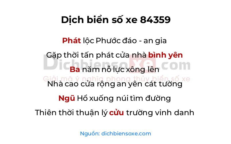 Dịch thơ biển số 84359