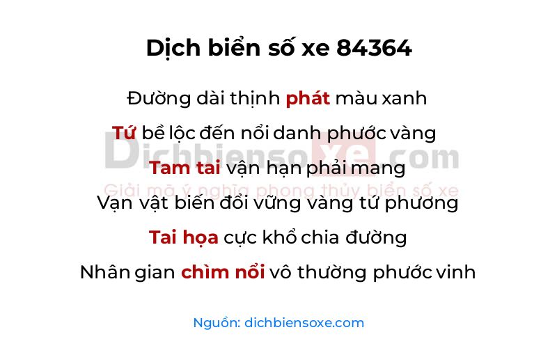 Dịch thơ biển số 84364