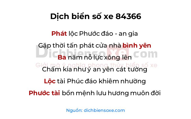 Dịch thơ biển số 84366