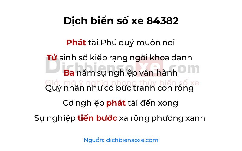 Dịch thơ biển số 84382