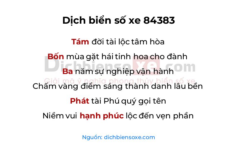Dịch thơ biển số 84383