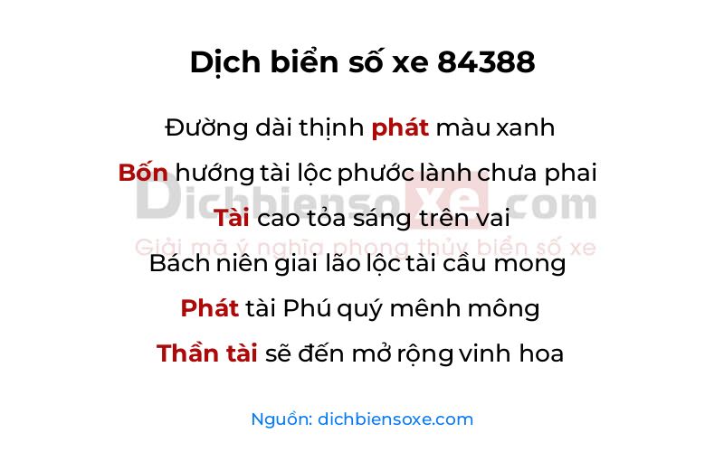 Dịch thơ biển số 84388
