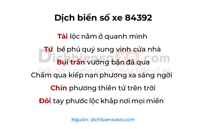 Dịch thơ biển số 84392