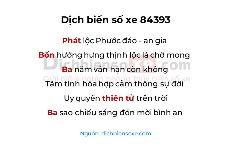Dịch thơ biển số 84393