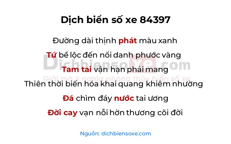 Dịch thơ biển số 84397