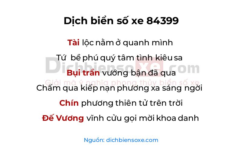 Dịch thơ biển số 84399
