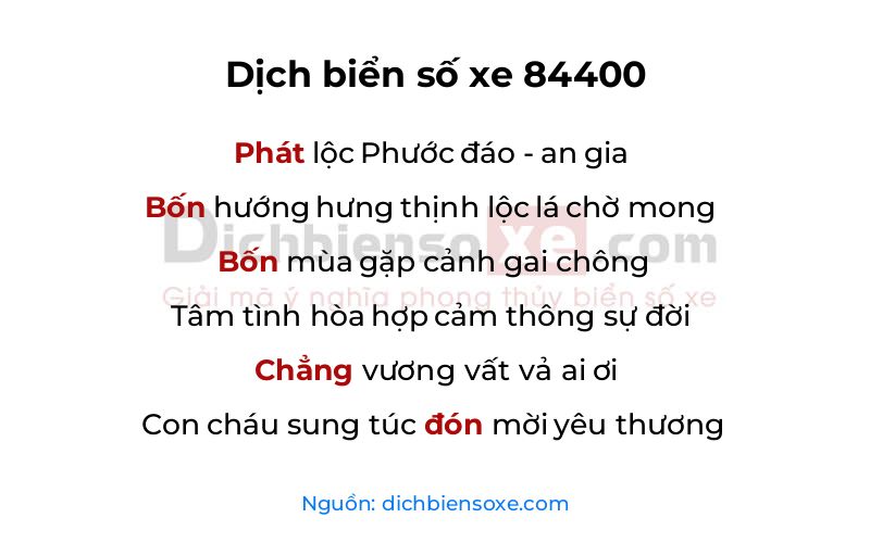Dịch thơ biển số 84400
