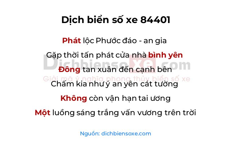 Dịch thơ biển số 84401