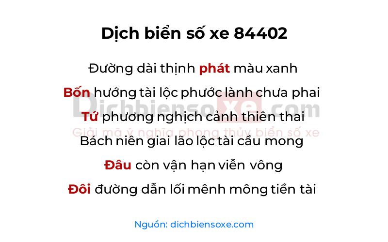 Dịch thơ biển số 84402