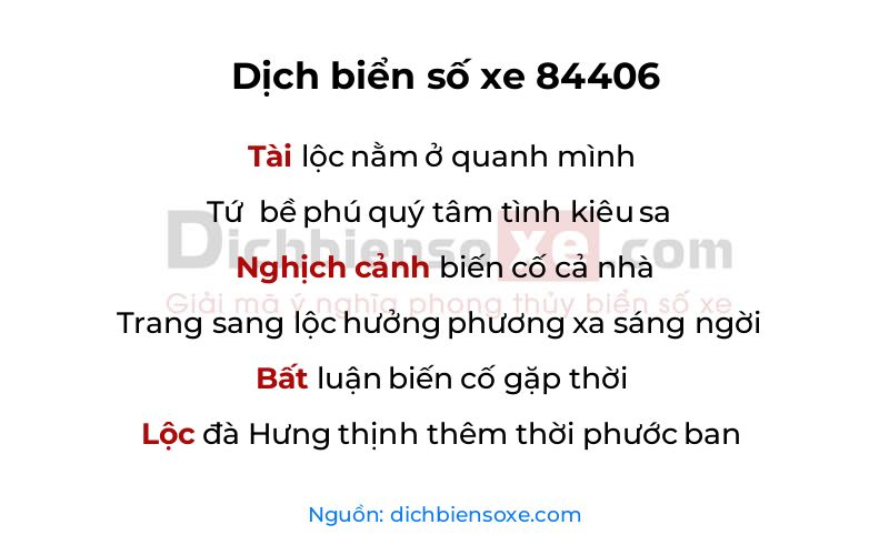 Dịch thơ biển số 84406