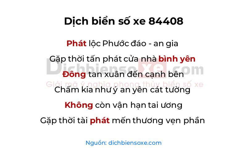 Dịch thơ biển số 84408