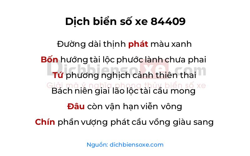 Dịch thơ biển số 84409