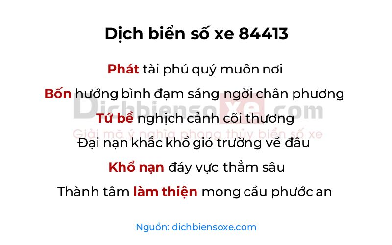 Dịch thơ biển số 84413