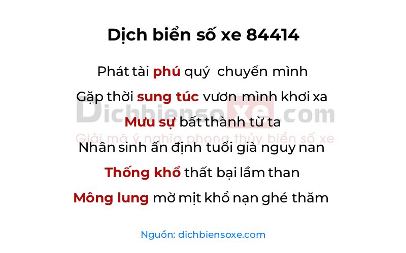 Dịch thơ biển số 84414