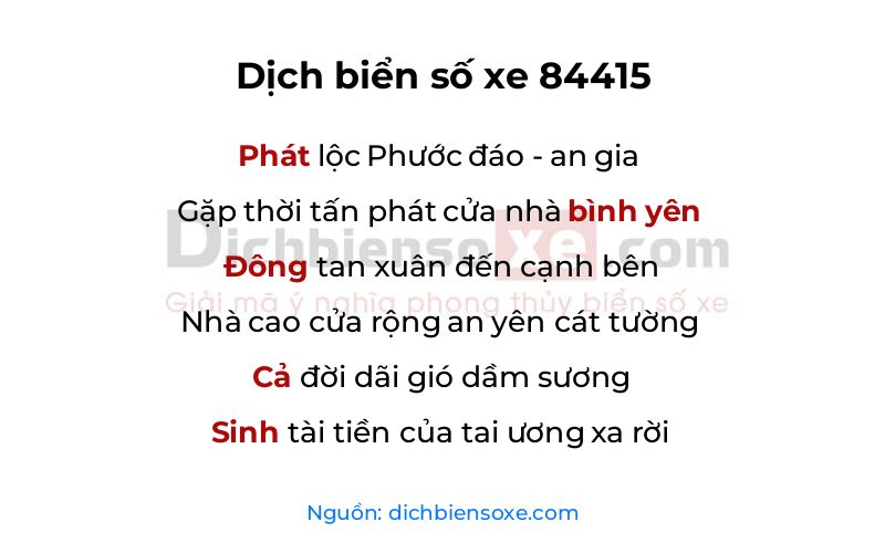 Dịch thơ biển số 84415